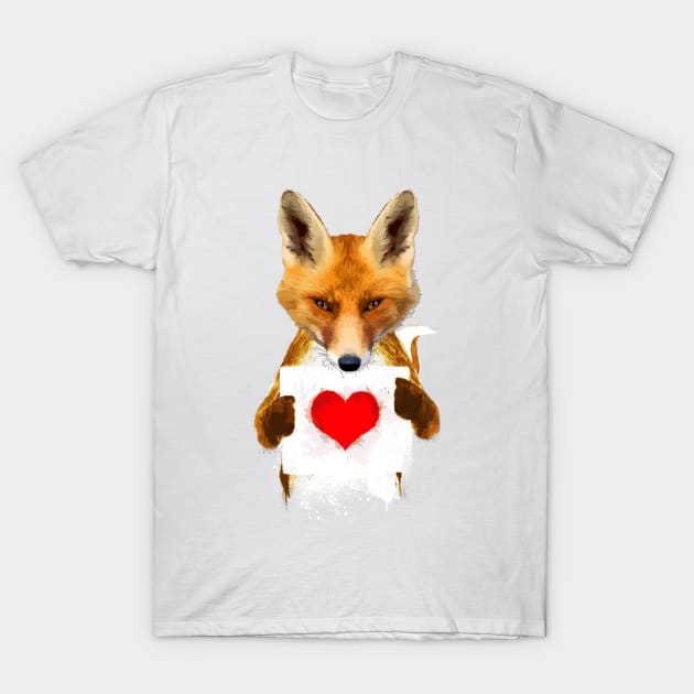 Fox holding a heart T-Shirt by andreabeloque